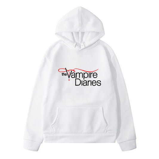 Unisex TVD Logo Print Loose Casual Hoodie