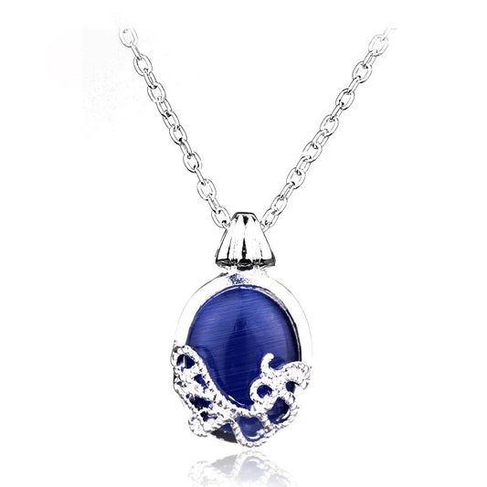 Vampire Oval Stone Pendant Chain Necklace