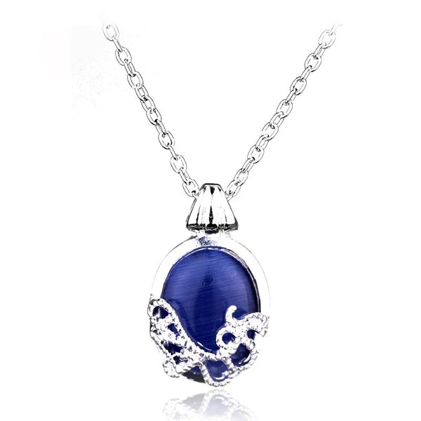Vampire Oval Stone Pendant Chain Necklace
