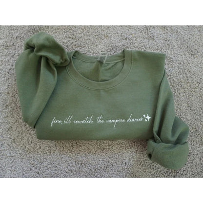 TVD Letter Embroidered Crewneck Sweatshirt