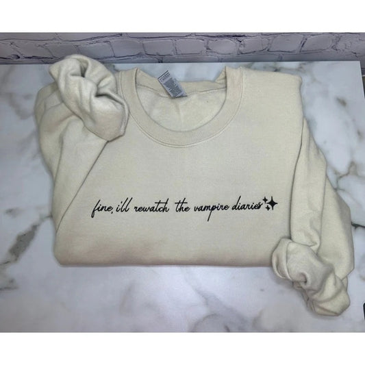 TVD Letter Embroidered Crewneck Sweatshirt