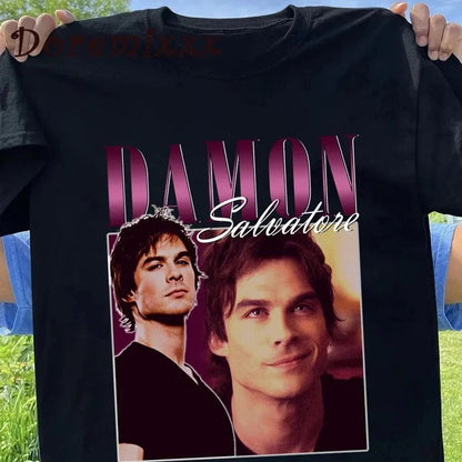Damon Salvatore Graphic Printed Loose T-shirt