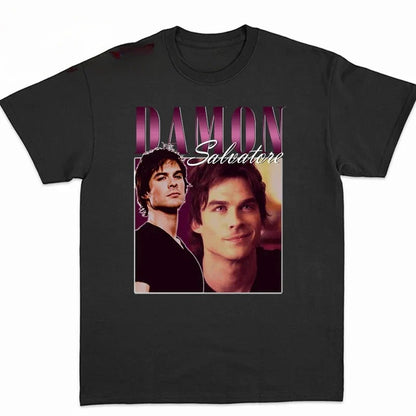Damon Salvatore Graphic Printed Loose T-shirt