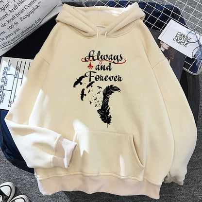 Women's Y2k TVD Pattern Printed Loose Hoodie
