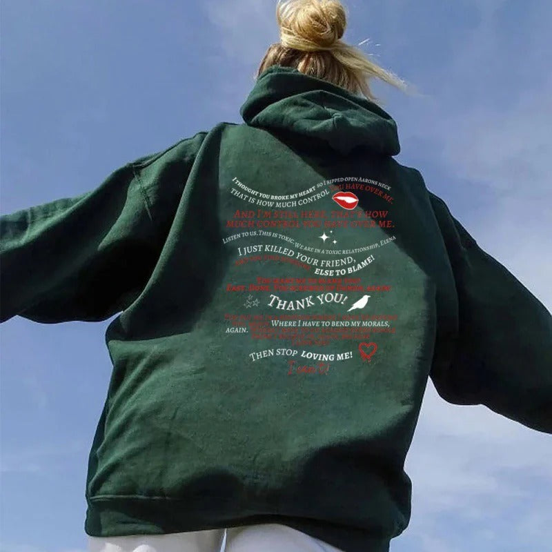 Retro TVD Letter Printed Pullover Hoodie