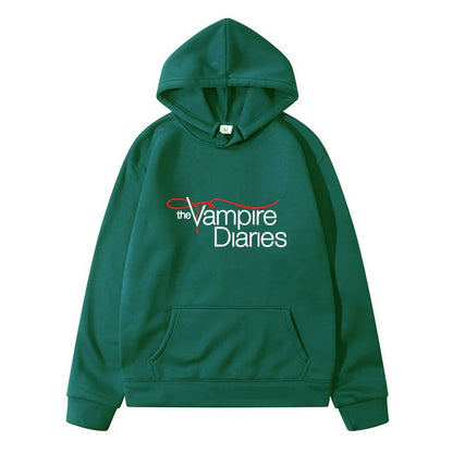 Unisex TVD Logo Print Loose Casual Hoodie