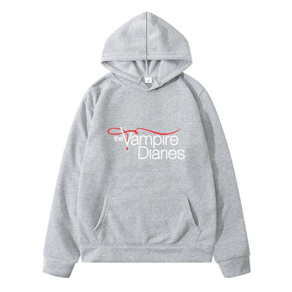 Unisex TVD Logo Print Loose Casual Hoodie