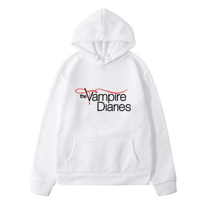 Unisex TVD Logo Print Loose Casual Hoodie