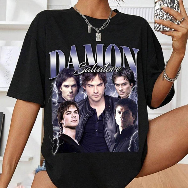 Damon Salvatore T-Shirt, Vampire Diaries Graphic Tee,