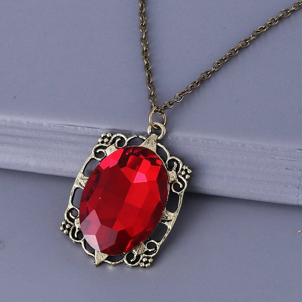 Retro Vampire Crystal Pendant Necklace