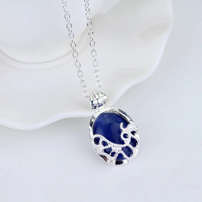 Vampire Oval Stone Pendant Chain Necklace
