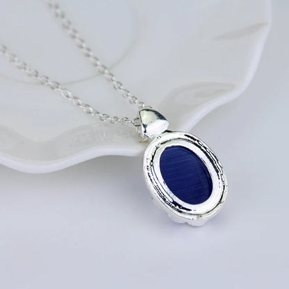 Vampire Oval Stone Pendant Chain Necklace