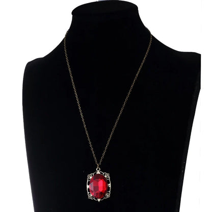 Retro Vampire Crystal Pendant Necklace